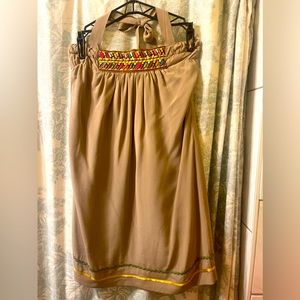 Taupe/tan 100% silk Hazel mini dress size S